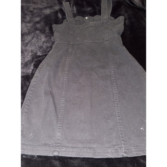 Divided XS Denim Dress Button Up Straps Black (1H) - Picture 3 of 3